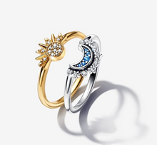 Cargar imagen en el visor de la galería, Pre orden: Celestial Sun & Moon Ring Set - Pandora