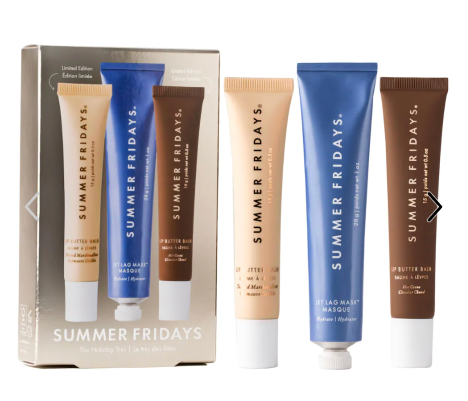 Pre orden: Summer Fridays  The Holiday Trio Set with Lip Butter Balm in Hot Cocoa & Toasted Marshmallow
