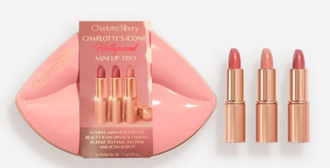 Pre orden: Charlotte Tilbury HOLLYWOOD ICONIC MINI LIP TRIO TRAVEL SIZE LIP KIT